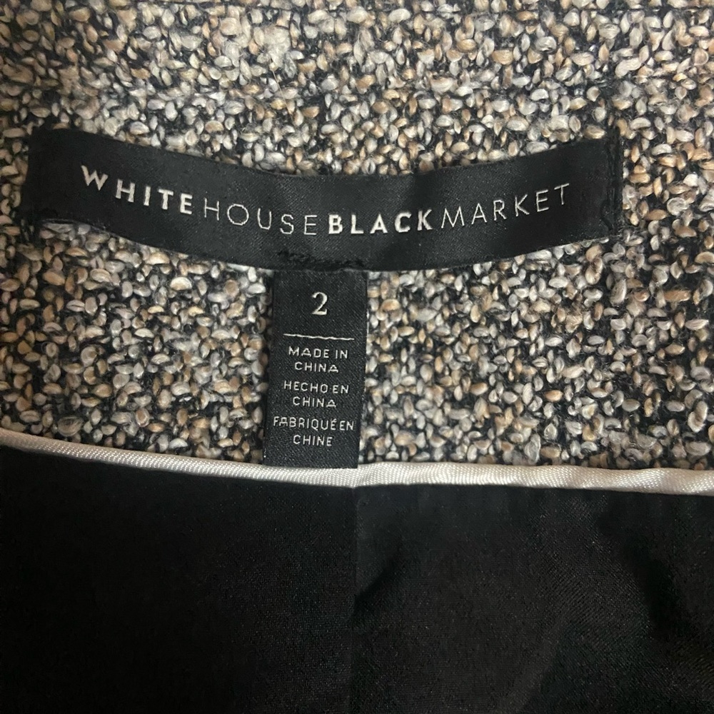 White House Black Market Sz 2 Gray and Black Tweed Women’s Blazer - Picture 2 of 16